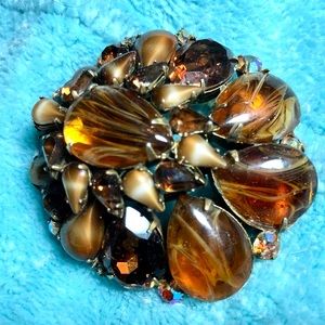 Vintage Original by Robert Amber Colored Layered Cluster Brooch - Stunning Piece